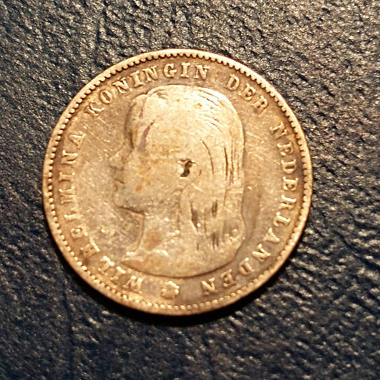 Netherlands 1897 25 cent silver coin, very rare world coin, foreign coins collectors