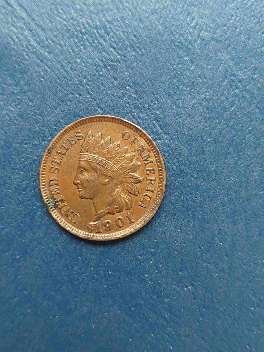 1901 indian head penny,  high grade AU+ details, full liberty antique us coins