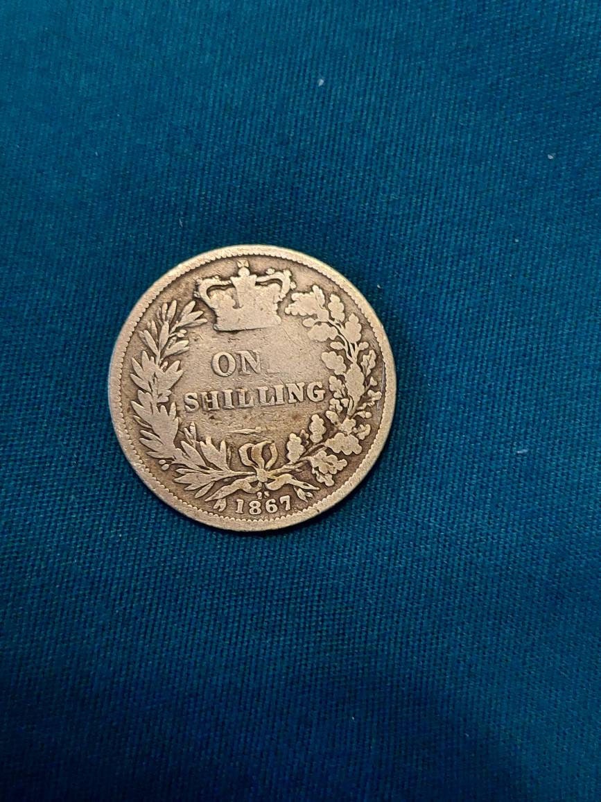 1867 British silver queen Elizabeth antique shilling coin, old English coin collecting