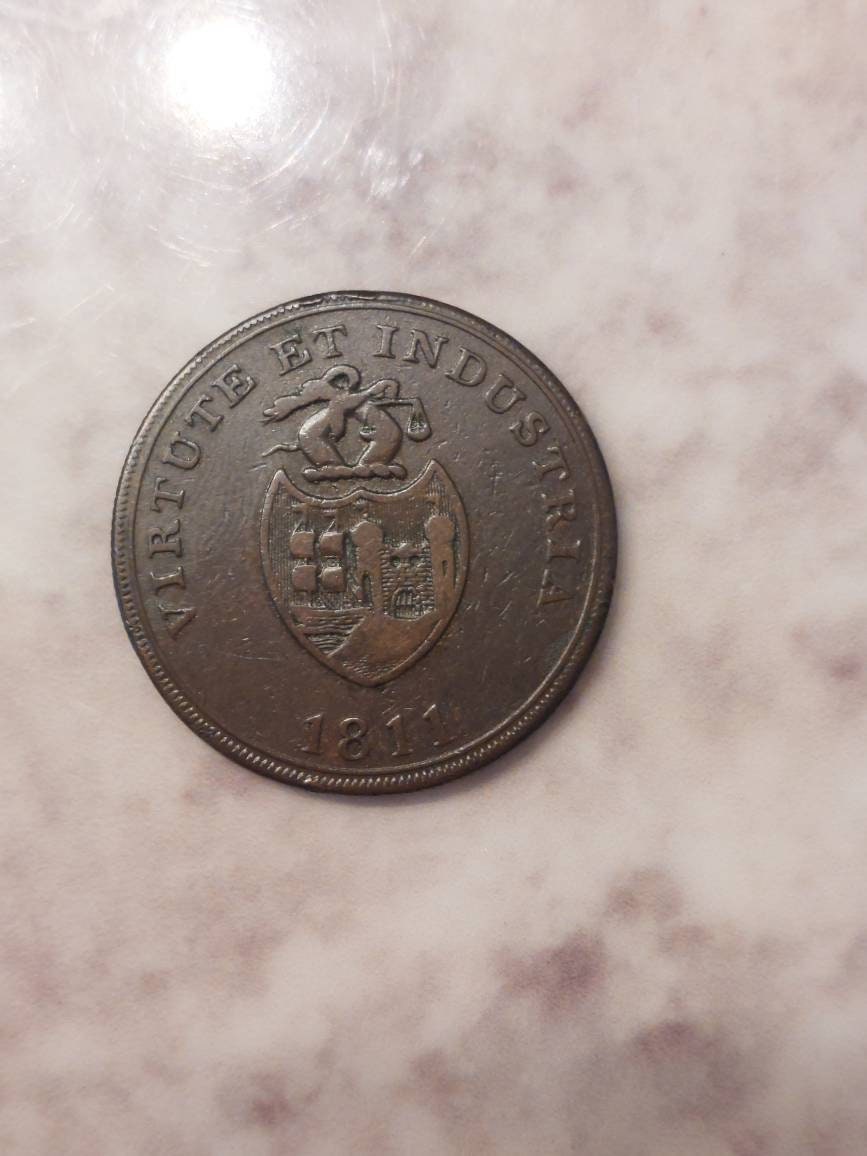 1811 British condor token, Bristol Swansea one penny coin large cent