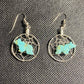 Handmade Southwestern sterling silver dream catcher drop earrings, with turquoise carved bears in center, amazing gifts for her