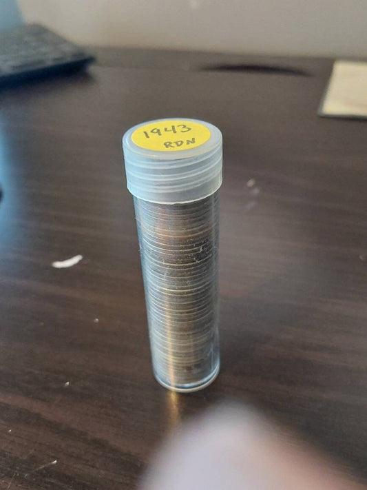Steel penny full roll of 50 1943 pds world War two emergency coins, treasure hunting for coin collectors, bulk currency gift holidays 2022