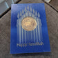Vintage Jewish happy hannakuah card, with large bronze medallion for celebration of the holidays,  coin collecting