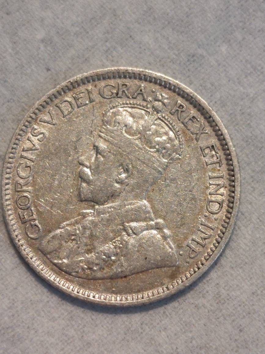 1917 Canadian king george 10 cent sterling silver coin, higher grade foreign coin collecting