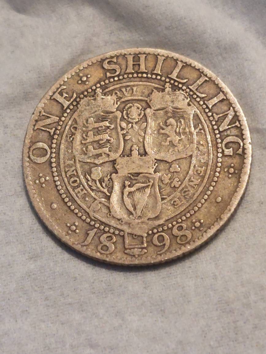 1898 British queen Victoria silver shilling coin, old European silver coin collecting