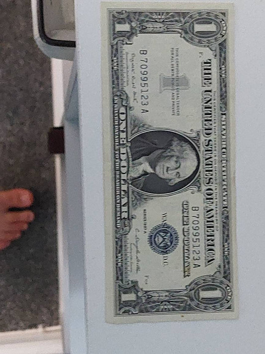 1957a united states one dollar silver certificate , blue seal bill crisp uncirculated,  gifts for him