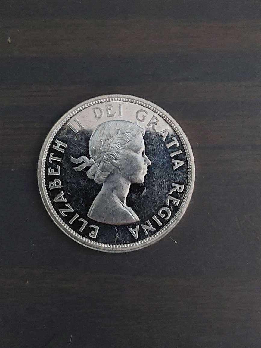 1963 Canadian silver dollar coin, proof like silver queen Elizabeth coin, gifts for him