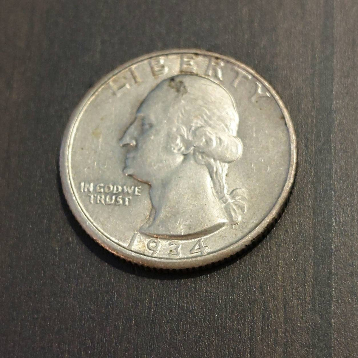1934 early silver Washington quarter, high grade 90% silver, us coin collecting
