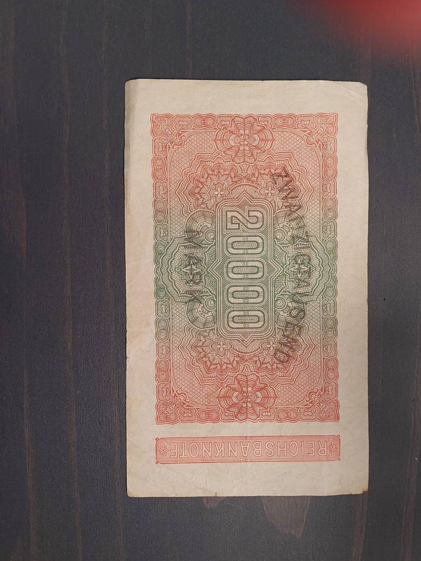 German inflation money, 1923 20,000 marks antique paper money, history coin collecting