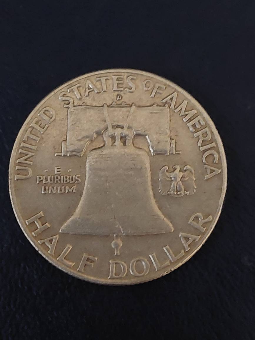 Ben Franklin silver half dollar coin, 1949d denver mint second year of issue, nice 90 percent silver American coin