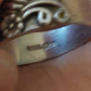 Sterling silver women's statement ring, size 9 large scrolling ring with center amythest stone. Gifts for her