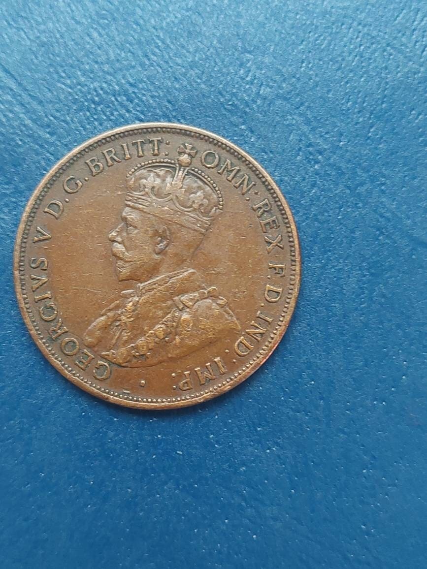 Australia 1918 copper penny, better date king george ww1 era coin collecting