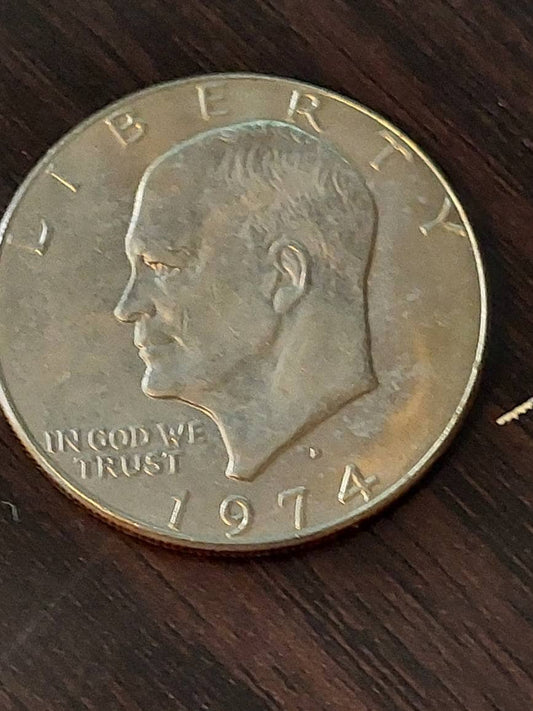 1974d mint state ike dollar coin, vintage large dollar coin uncirculated