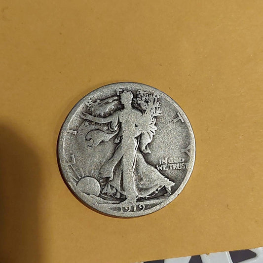 1919s walking liberty silver half dollar, semi key date low mintage, us antique coins gifts for him