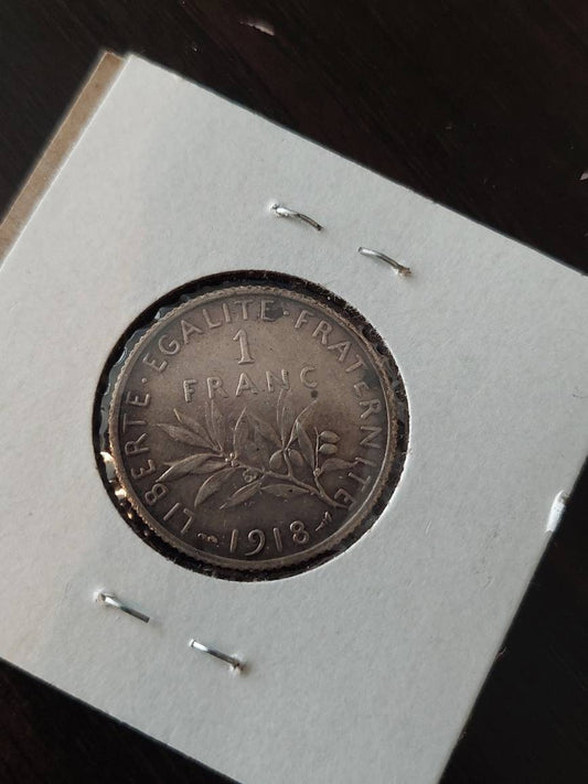 1918 French silver one franc collectible coin