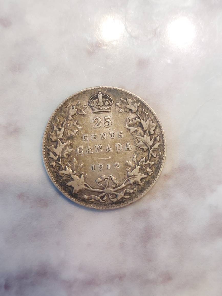 1912 Canadian Sterling silver king george quarter, better content rare old foreign coin