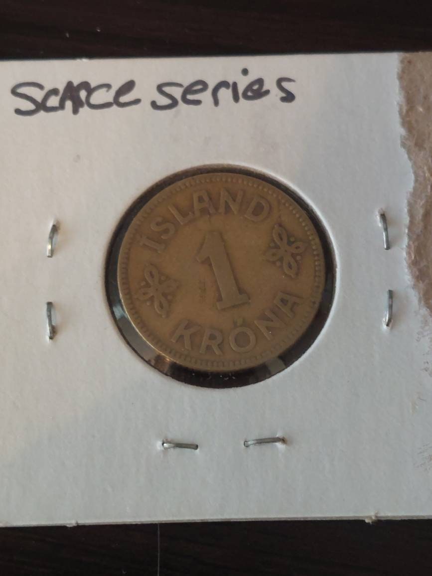 Iceland 1925 1 kroner coin, Scarce issue, low mintage rare foreign coin in high-grade