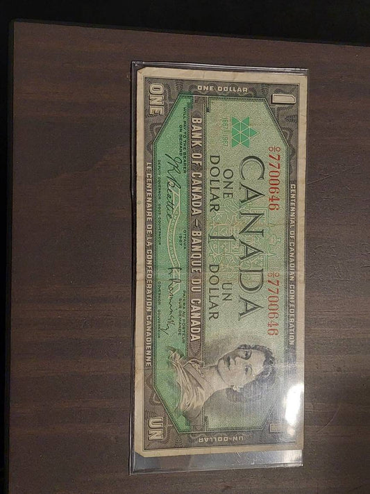 1967 Canada queen Elizabeth paper bill, vintage foreign money