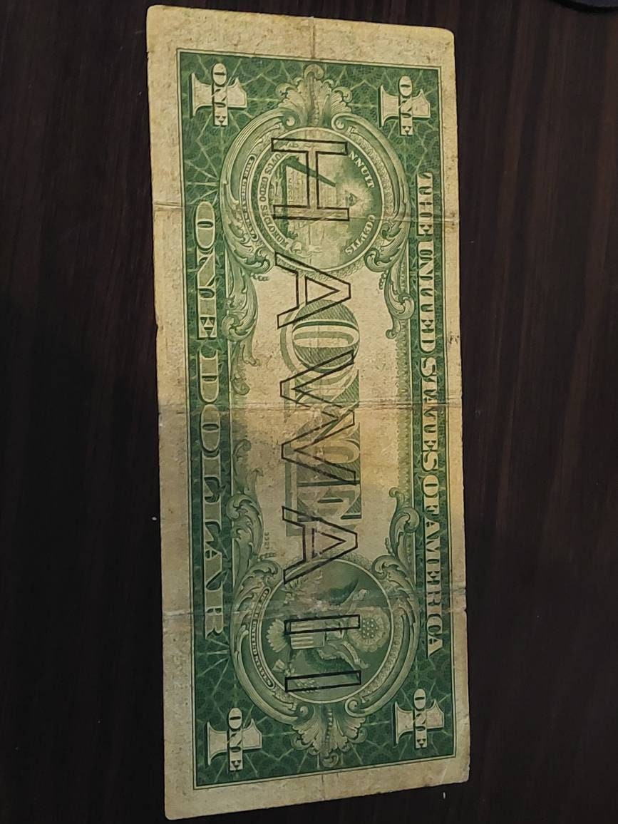 1935 Hawaii emergency issue one dollar note, rare paper money,  comes with free gift high grade 1957 silver bill, gift for him holiday 2022