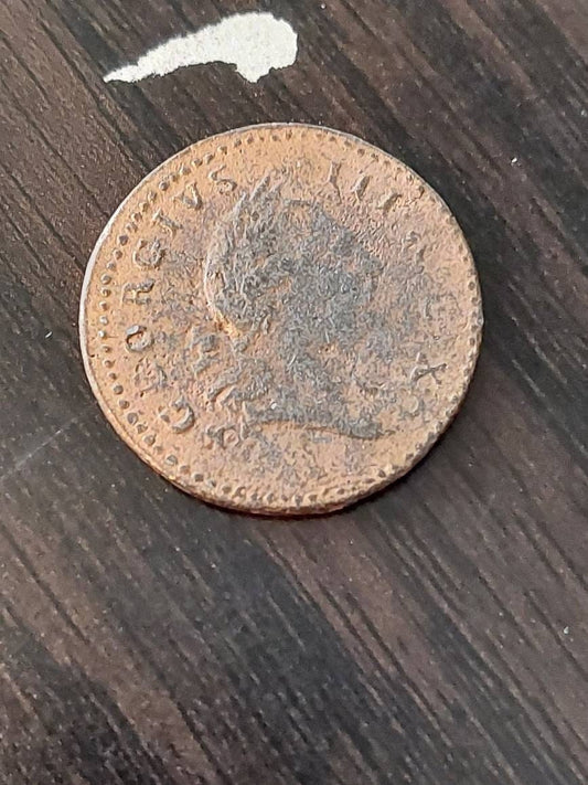 Reproduction colonial Virginia half cent coin, affordable Reproduction coin of a lovely 1700s Virginia half penny coin