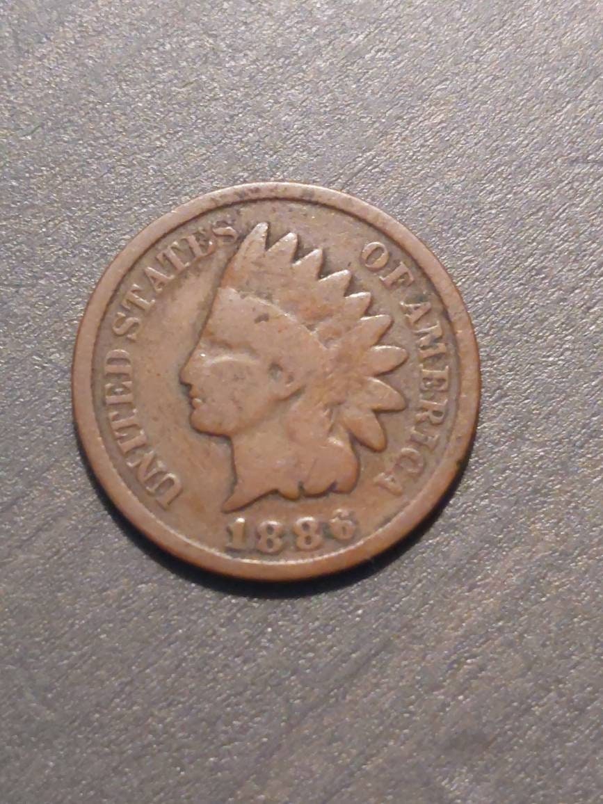 1886 type 2 indian head cent,  rare variety,  good plus condition,  American antique coin collecting