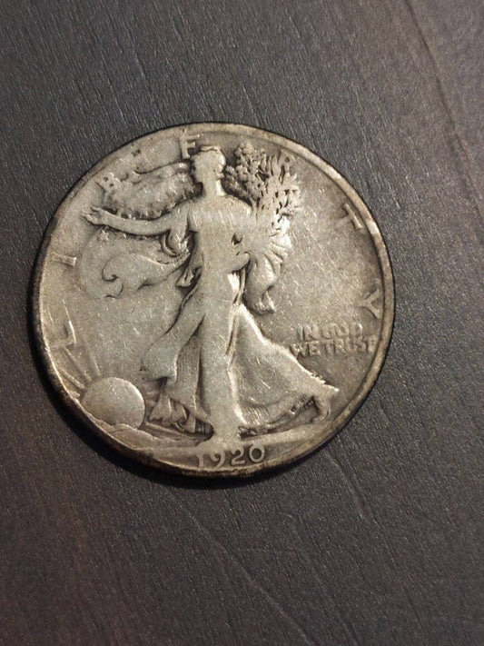 1920 America walking liberty silver half dollar coin,  early date walker with free 1891 indian cent