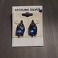 Sexy stud vintage sterling silver women's fashion earrings with blue crystal stone, gifts for her