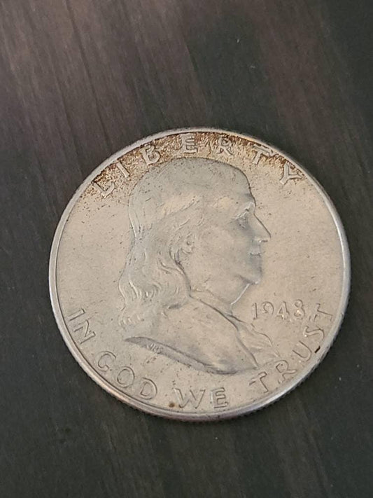 1948d Franklin silver half dollar,  high grade first year of issue coin Collecting