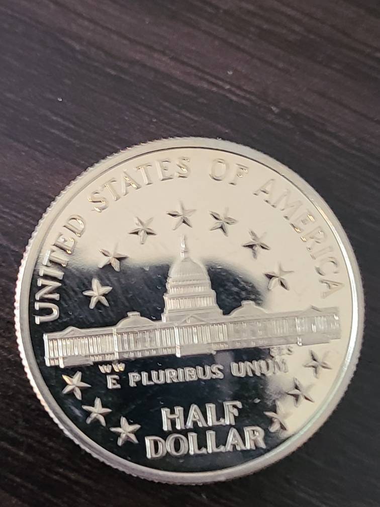 1989s commemorative half dollar coin, congress bicentennial, low mint proof clad half