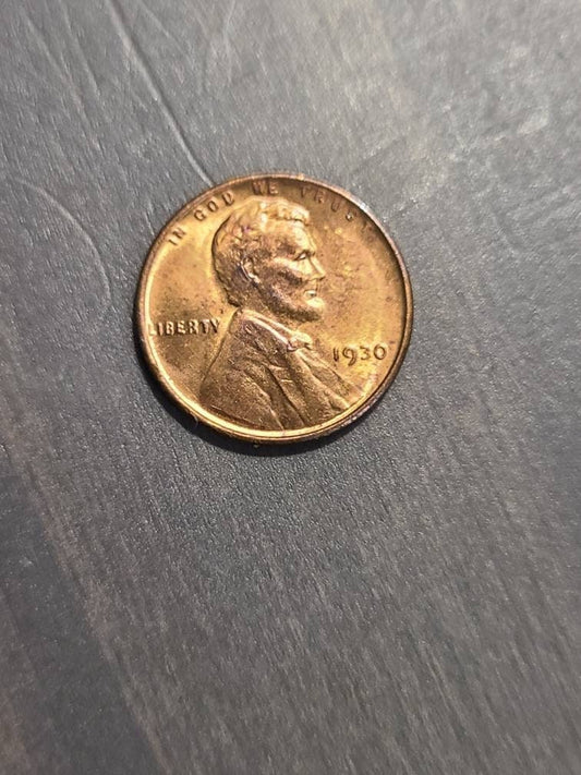 1930 brilliant uncirculated wheat cent, deep red mint state Lincoln cent