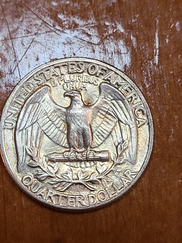 1953 Washington silver quarter dollar, brilliant uncirculated and toned, better date American coin