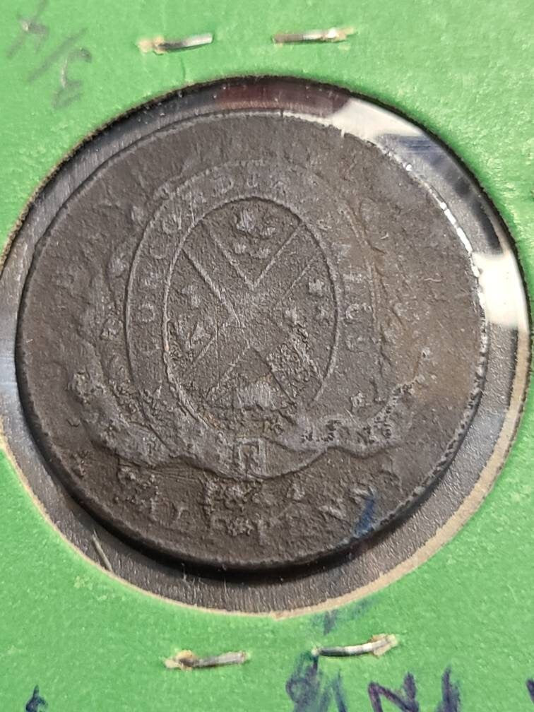 1844 bank of Canada, large cent Bank token, antique Canadian coins