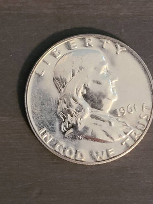 1961 proof Ben Franklin silver half dollar, 90 percent silver American coin collecting