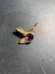 Vintage gold tone hummingbird custom jewelry,  women's bird brooch, gifts for her 1960s/1970s
