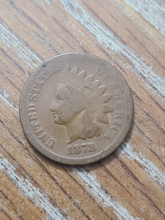 1878 scarce date indian penny coin, rare date for your collection