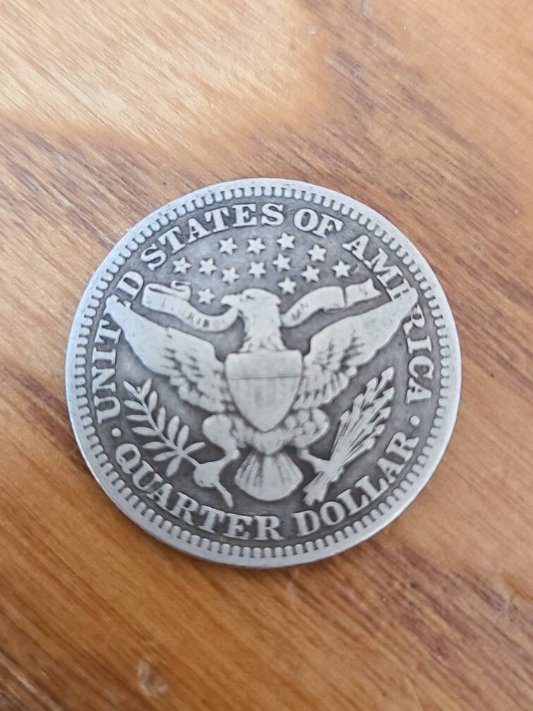 1909 barber silver quarter, very good condition,  90 percent silver coin