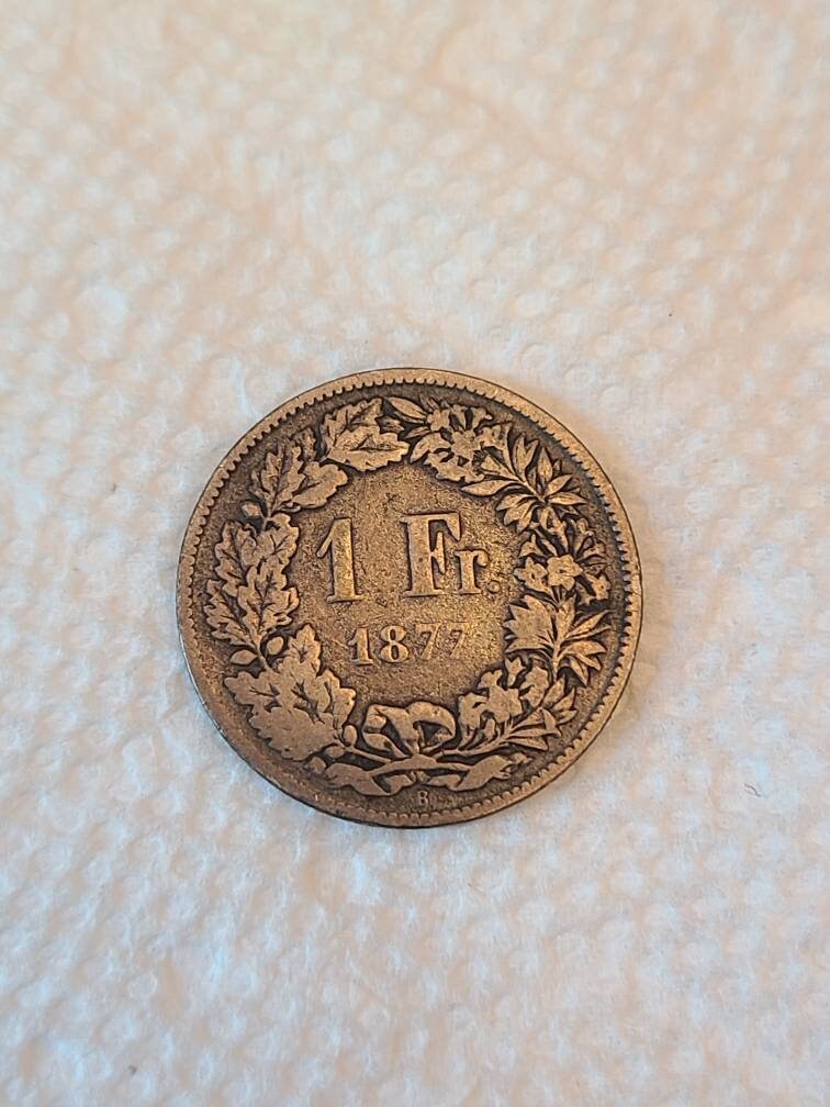 1877b rare Switzerland silver franc foreign coin