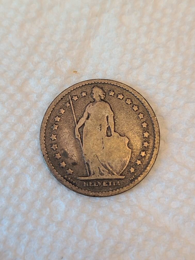 1877b rare Switzerland silver franc foreign coin