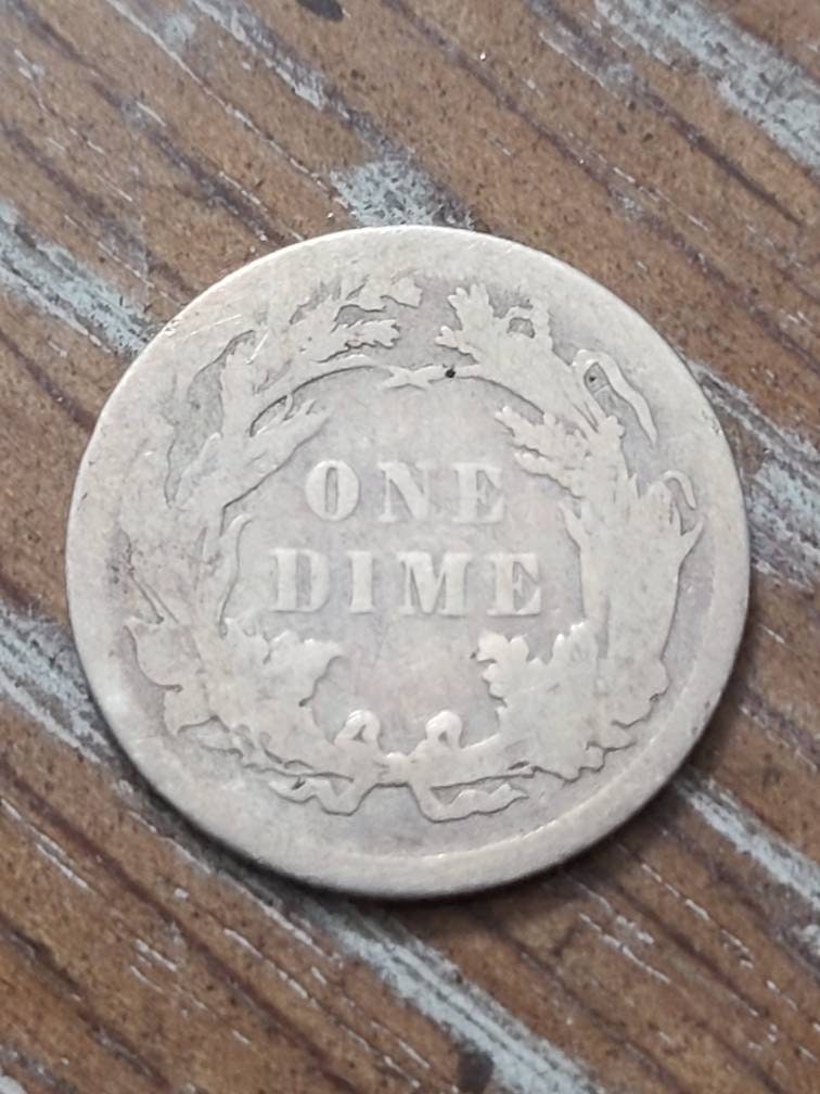 1885 rare seated liberty antique American silver coin, very good condition