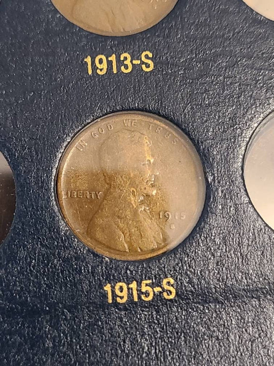 1915s semi key date, low mintage wheat cent, rare 100 year old coin, very good
