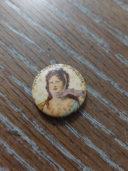 Queen Louise of prussia, German states, 1890s American pepsin gum company celluloid pinback