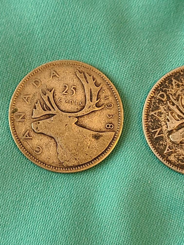 Canadian silver quarters and dime lot, early coins, very nice coins. Includes 1902 large cent and 1987 loonie dollar