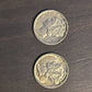 2x 1940s mercury silver dimes, AU/uncirculated high grade 90 percent world War 2 dates