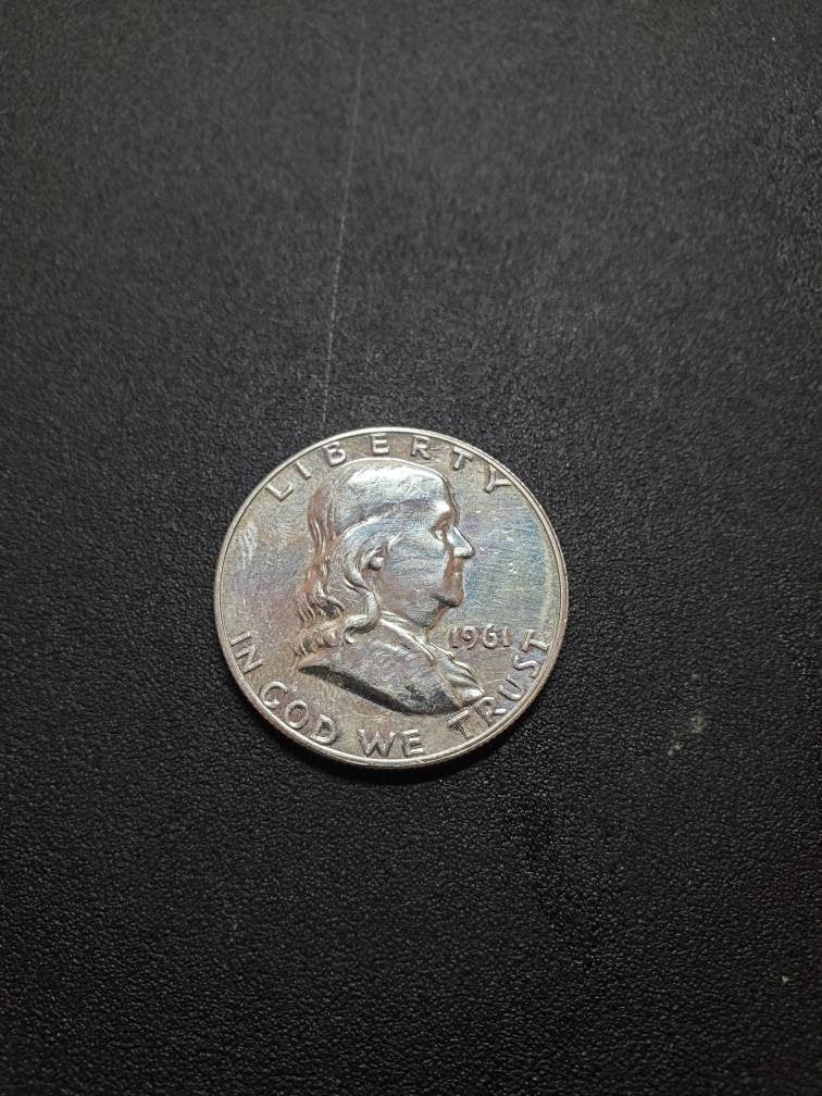 1961 proof franklin half dollar silver coin, 90 percent silver American coin