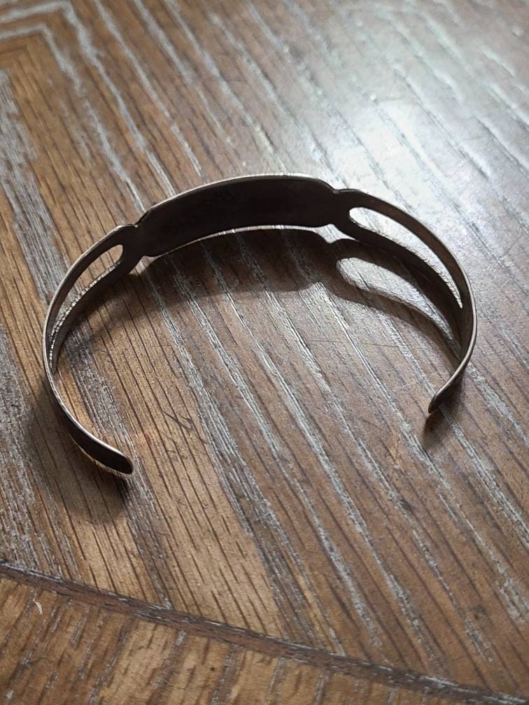 Artisan sterling silver, Mexican handmade southwestern cuff bracelet,  with turquoise inlay.