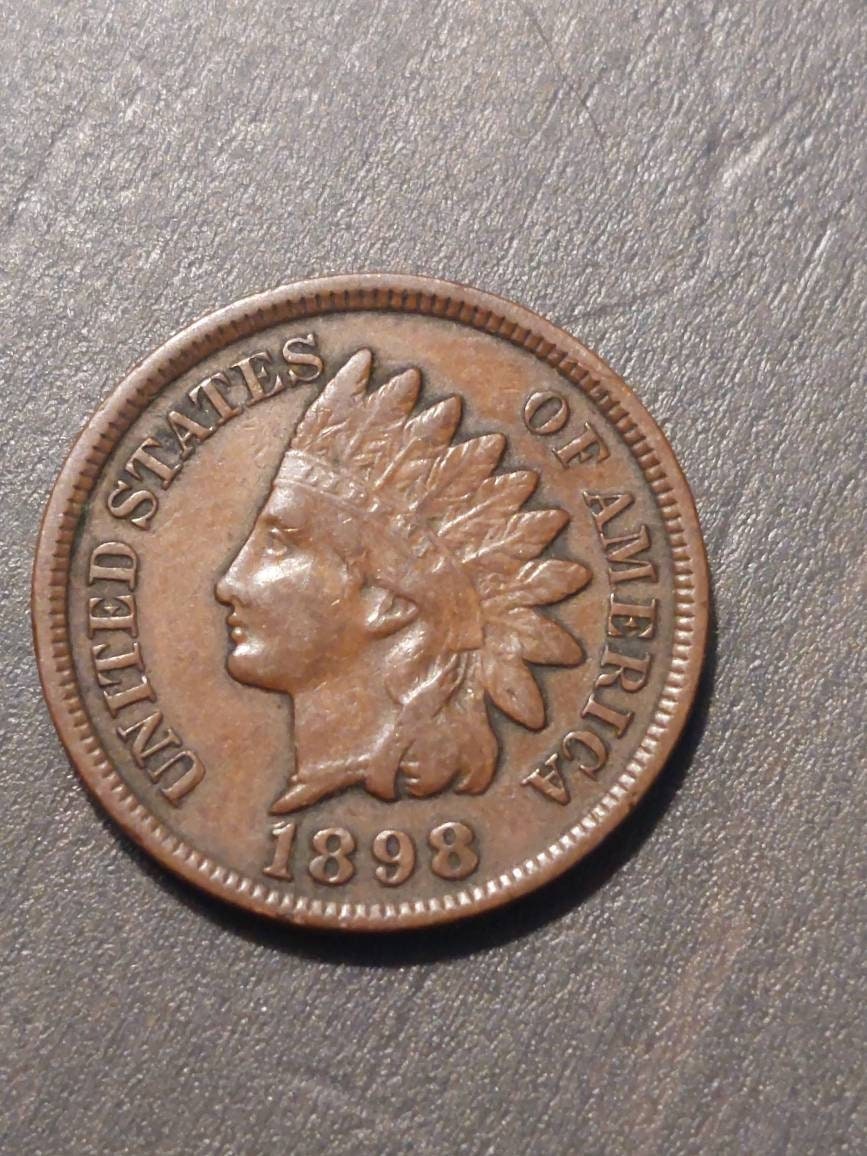 1898 indian head penny,  very fine/extra fine full liberty coin, great example 1800s antique coin with free gift