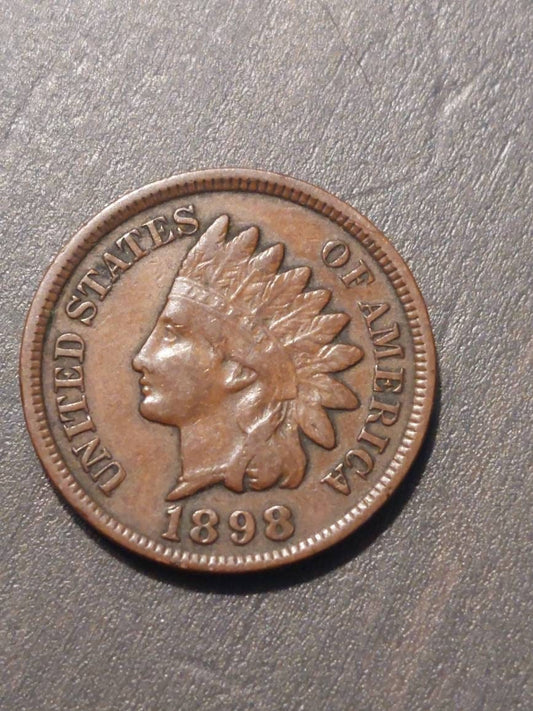 1898 indian head penny,  very fine/extra fine full liberty coin, great example 1800s antique coin with free gift