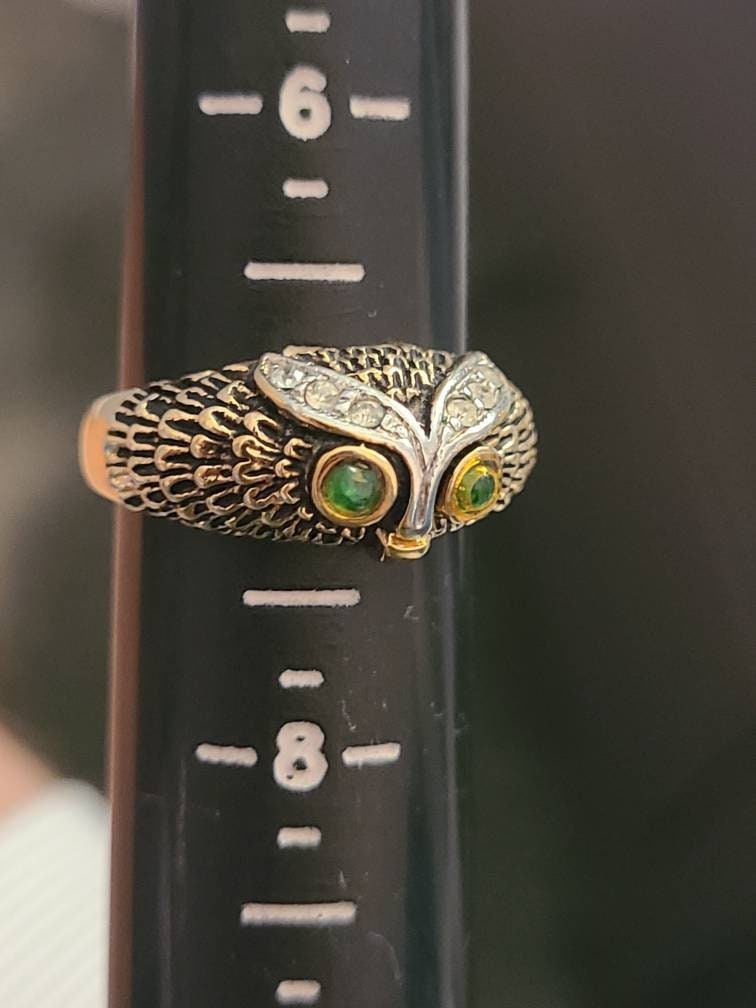 Vintage owl ring. So cute! Size 7, 18k gold plated statement ring, one of a kind unisex ring