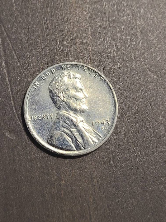 1943s true uncirculated steel penny, rare this nice, one year war coin