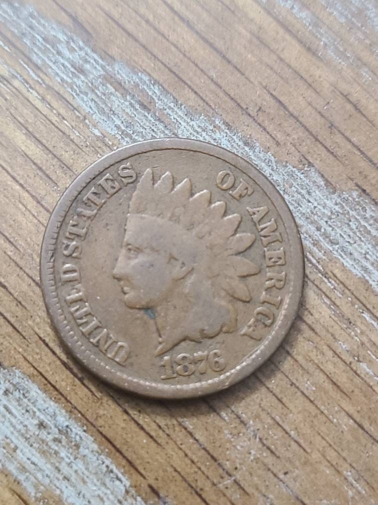 1876 semi key date indian head penny, rare coin, very good condition